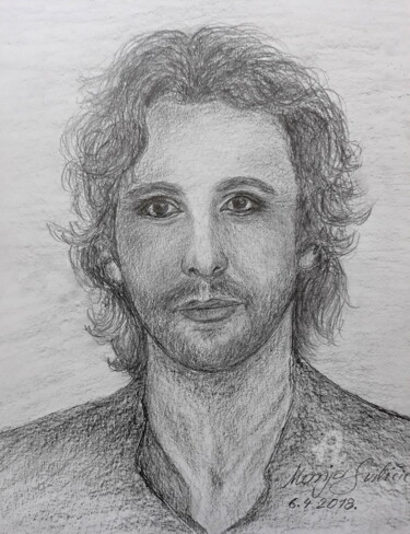 Drawing titled "Portrait drawing Jo…" by Marija Sviličić, Original Artwork, Pencil