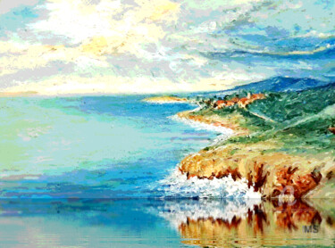 Painting titled "stijene-i-more-digi…" by Marija Sviličić, Original Artwork