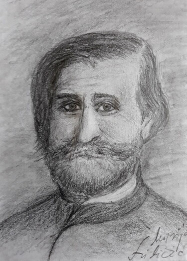 Portrait drawing Giuseppe Verdi, skladatelj Drawing titled "Portrait drawing Gi…" by Marija Sviličić, Original Art, Pencil