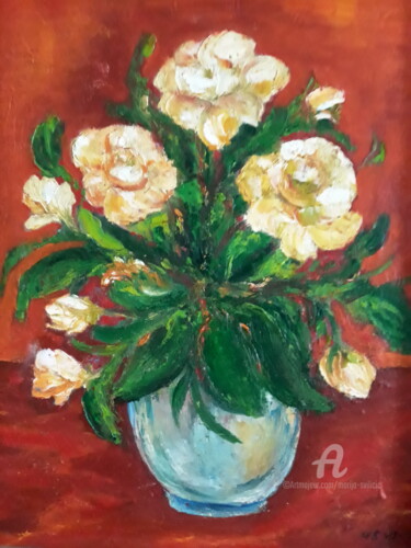 Painting titled "Nature Flowers - Oi…" by Marija Sviličić, Original Artwork, Oil