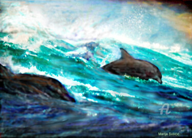 Digitale Kunst mit dem Titel "Nature Ocean Dolphi…" von Marija Sviličić, Original-Kunstwerk, 3D Modellierung