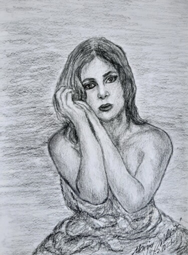 Disegno intitolato "Portrait drawing -…" da Marija Sviličić, Opera d'arte originale, Matita