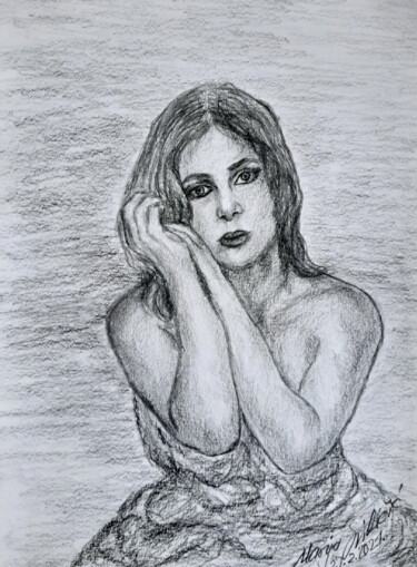 Dessin intitulée "Portrait drawing -…" par Marija Sviličić, Œuvre d'art originale, Crayon