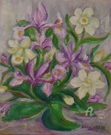 Картина под названием "Flower motif - Spri…" - Marija Sviličić, Подлинное произведение искусства, Масло