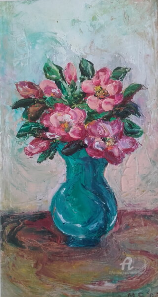 Peinture intitulée "Flower motif - Oil,…" par Marija Sviličić, Œuvre d'art originale, Huile