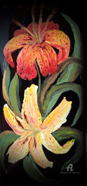 Painting titled "Flower motif - Lili…" by Marija Sviličić, Original Artwork, Oil