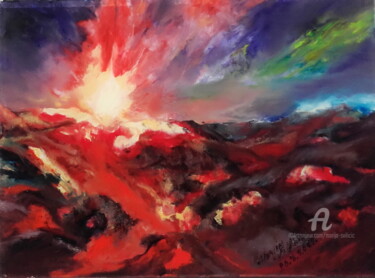 Painting titled "Nature - Volcano er…" by Marija Sviličić, Original Artwork, Oil