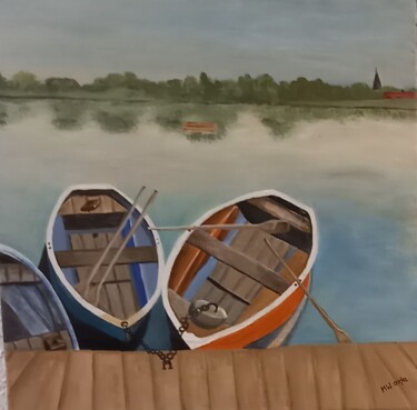 Malerei mit dem Titel "Booten auf dem Baye…" von Marija Weiß, Original-Kunstwerk, Acryl