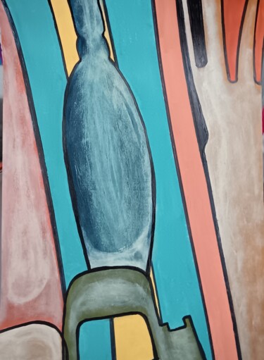 Malerei mit dem Titel "Tischschatten" von Marija Weiß, Original-Kunstwerk, Acryl