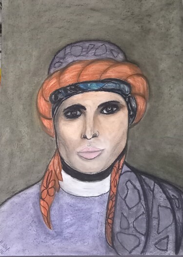 Malerei mit dem Titel "Arabische Frau" von Marija Weiß, Original-Kunstwerk, Pastell