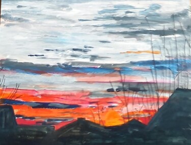 Malerei mit dem Titel "Sonnenuntergang in…" von Marija Weiß, Original-Kunstwerk, Acryl