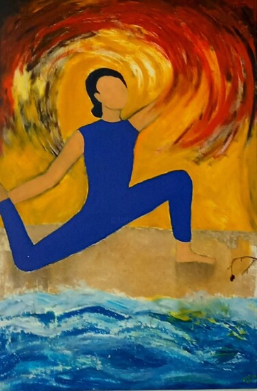 Pittura intitolato "Joga am Strand" da Marija Weiß, Opera d'arte originale, Acrilico