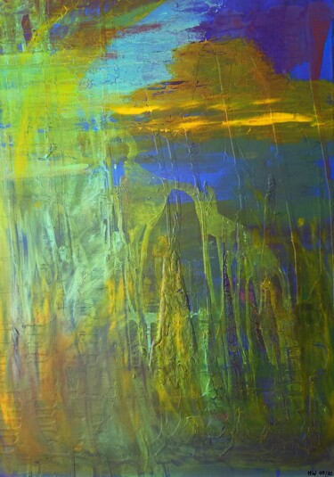Malerei mit dem Titel "Regen Abstrakt" von Marija Weiß, Original-Kunstwerk, Acryl