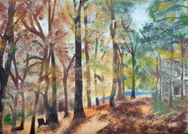 Pintura intitulada "Wald in der Dühn" por Marija Weiß, Obras de arte originais, Acrílico