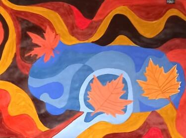 Malerei mit dem Titel "Herbstblätter" von Marija Weiß, Original-Kunstwerk, Acryl