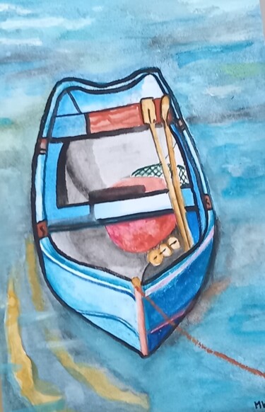 Painting titled "Ein Fischerboot am…" by Marija Weiß, Original Artwork, Acrylic