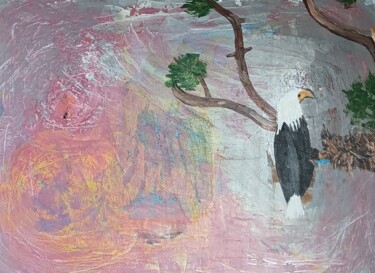 Malerei mit dem Titel "Weißkopf Adler im B…" von Marija Weiß, Original-Kunstwerk, Acryl