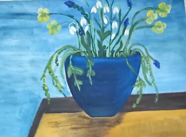 Schilderij getiteld "Frühlingsblumen im…" door Marija Weiß, Origineel Kunstwerk, Acryl