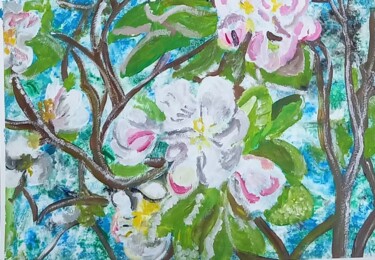 Malerei mit dem Titel "Apfelblüten" von Marija Weiß, Original-Kunstwerk, Acryl