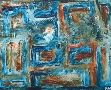 Schilderij getiteld "Komposition in Blau" door Marija Weiß, Origineel Kunstwerk, Acryl