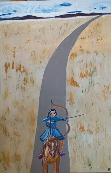Schilderij getiteld "Mongollisches Mädch…" door Marija Weiß, Origineel Kunstwerk, Acryl