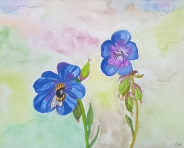 Картина под названием "Blumen mit Hornisse" - Marija Weiß, Подлинное произведение искусства, Акрил