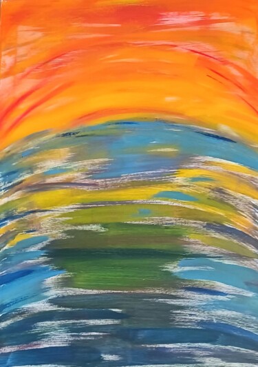 Malerei mit dem Titel "Sonnenuntergang übe…" von Marija Weiß, Original-Kunstwerk, Acryl