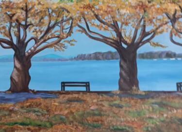 Peinture intitulée "Herbst am Genfer See" par Marija Weiß, Œuvre d'art originale, Acrylique