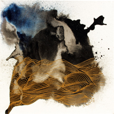 Dibujo titulada "Golden Waves" por Marijah Bac Cam, Obra de arte original, Tinta