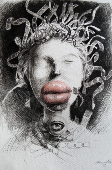 Рисунок под названием "Transhuman Equivale…" - Marijana Rakićević, Подлинное произведение искусства, Чернила