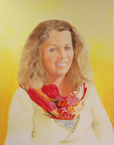 Painting titled "Blonde glimlach" by Marijke Vanwezer, Original Artwork, Oil