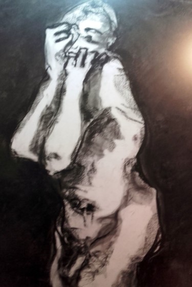 Drawing titled "Peur panique - Pani…" by Marijo Ponce Fest, Original Artwork, Charcoal