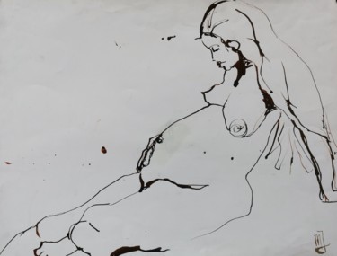 Desenho intitulada "Maternité - Materni…" por Marijo Ponce Fest, Obras de arte originais, Tinta