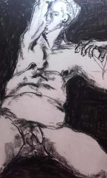 Drawing titled "EGO" by Marijo Ponce Fest, Original Artwork, Charcoal