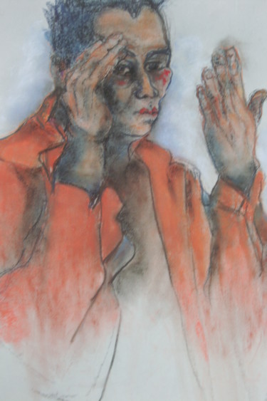 Drawing titled "Cache-cache - Hiding" by Marijo Ponce Fest, Original Artwork, Pastel