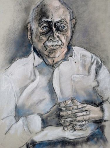 Drawing titled "Papy" by Marijo Ponce Fest, Original Artwork, Pastel