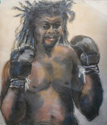Rysunek zatytułowany „Le boxeur - The box…” autorstwa Marijo Ponce Fest, Oryginalna praca, Olej
