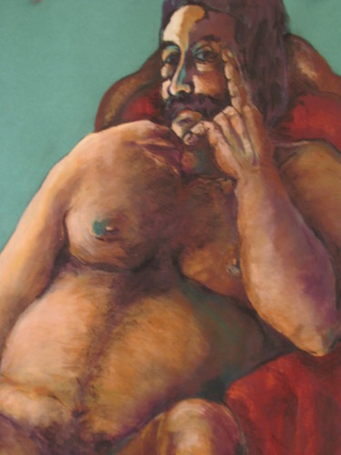 Рисунок под названием "Le fauteuil rouge -…" - Marijo Ponce Fest, Подлинное произведение искусства, Масло