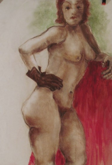 Drawing titled ""Elle & gant"" by Marijo Ponce Fest, Original Artwork, Pastel