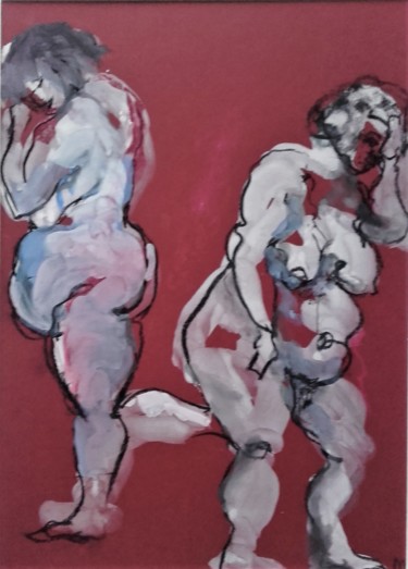 Drawing titled "Deux rondes - Two r…" by Marijo Ponce Fest, Original Artwork, Pastel