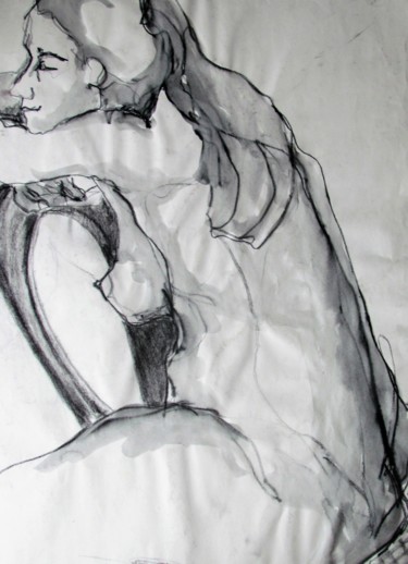 Drawing titled "Astride" by Marijo Ponce Fest, Original Artwork, Watercolor