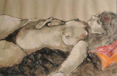 Drawing titled "Nue - Naked" by Marijo Ponce Fest, Original Artwork, Pastel