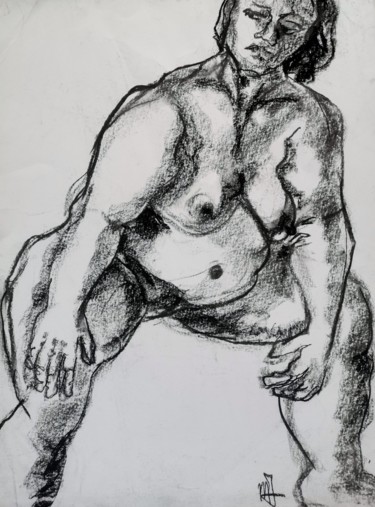 Drawing titled "Aka" by Marijo Ponce Fest, Original Artwork, Charcoal