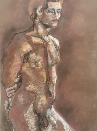 Dessin intitulée "Le jeune homme - Th…" par Marijo Ponce Fest, Œuvre d'art originale, Pastel