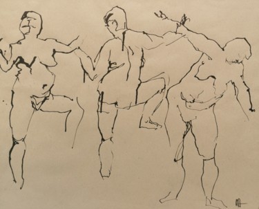 Drawing titled "Danse attitude" by Marijo Ponce Fest, Original Artwork, Ink