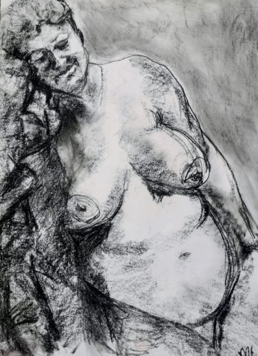 Drawing titled "Osmose - Osmosis" by Marijo Ponce Fest, Original Artwork, Charcoal