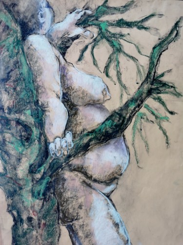 Drawing titled "Perchée - Perched" by Marijo Ponce Fest, Original Artwork, Pastel
