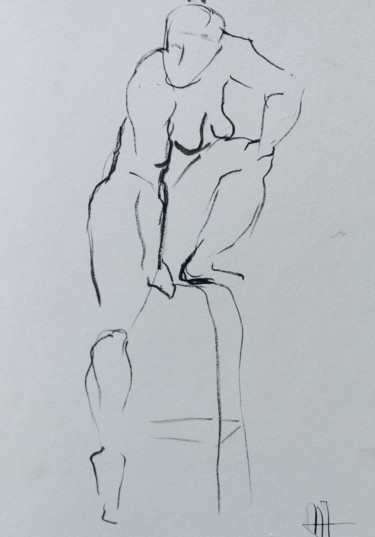 Drawing titled "Pose rapide - Quick…" by Marijo Ponce Fest, Original Artwork, Ink