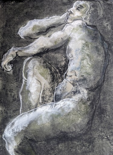 Drawing titled "Homme II - Man II" by Marijo Ponce Fest, Original Artwork, Pastel