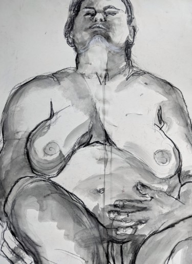 Drawing titled "Seins lourds - Heav…" by Marijo Ponce Fest, Original Artwork, Ink